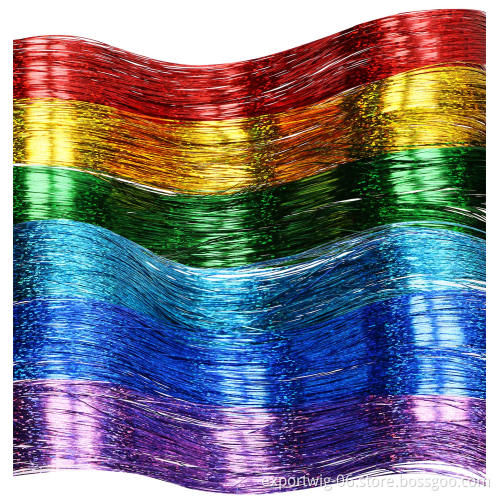 Cheap Hair Tinsel Straight Bling Synthetic Braiding Hair Extensions For Bridal Hair Accessories Festival Party Twinkle Colorful